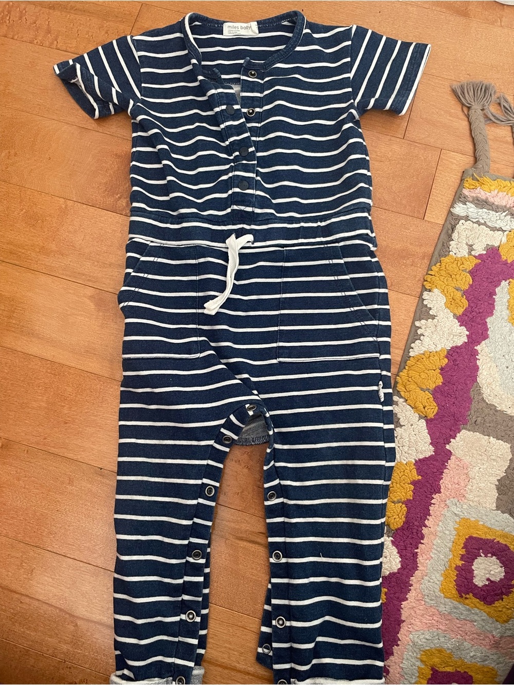 Miles Baby Navy & White Striped Short-Sleeve One-Piece Bodysuit